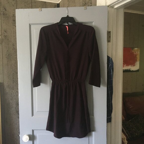 Eggplant Button Down Mini Dress | S - Picture 1 of 5